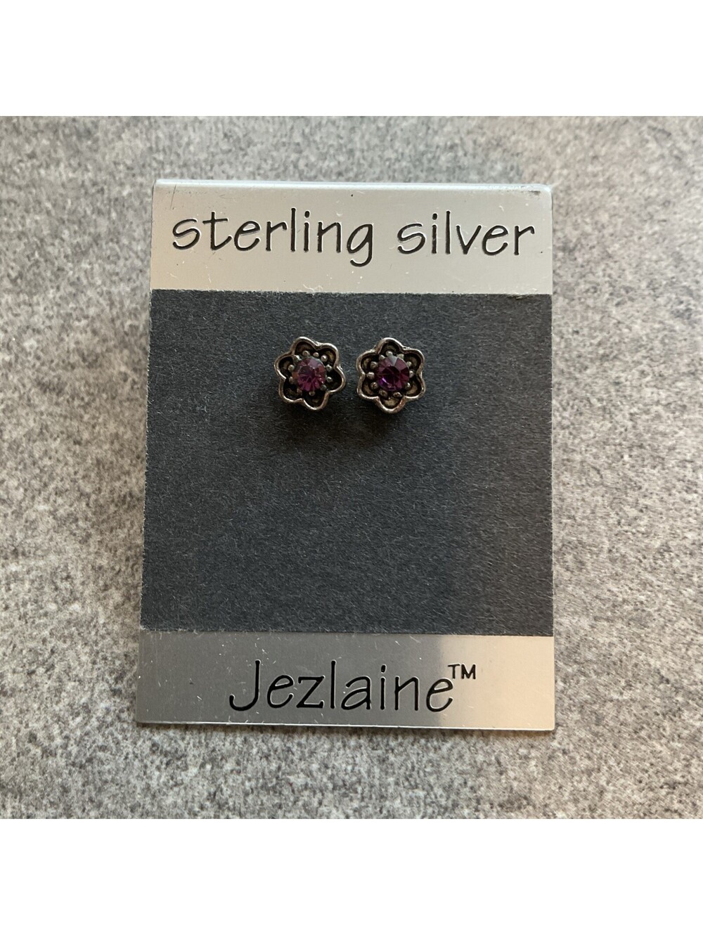 Vintage Jezlaine Sterling Silver Flower Earrings